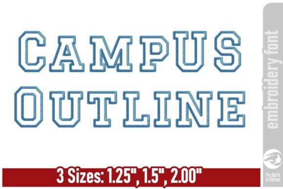 Campus Outline Varsity Embroidery Font 2