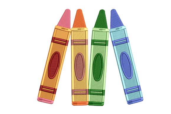 Colorful Crayons Embroidery Design