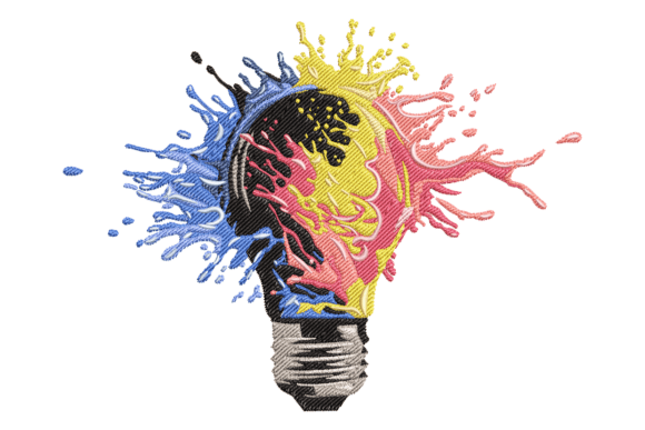 Colorful Light Bulb Embroidery Design