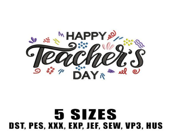 Happy Teacher’s Day Embroidery Design