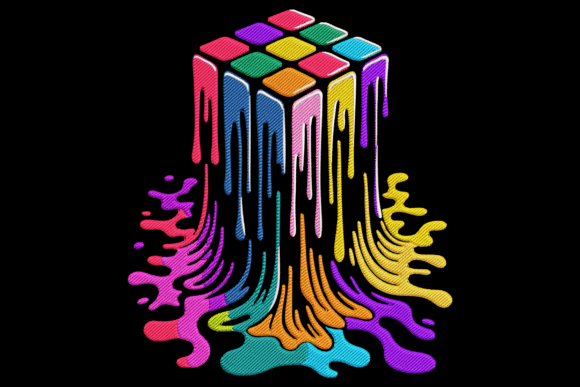 Melting Rainbow Cube Embroidery