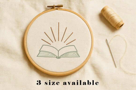 Open Book Light Rays Embroidery Design