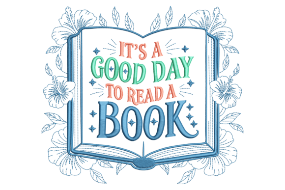 Read a Book Embroidery Design