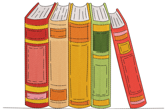 Stacked Books Embroidery Design