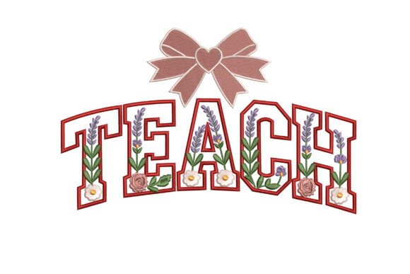 Teach Floral Bow Embroidery Design