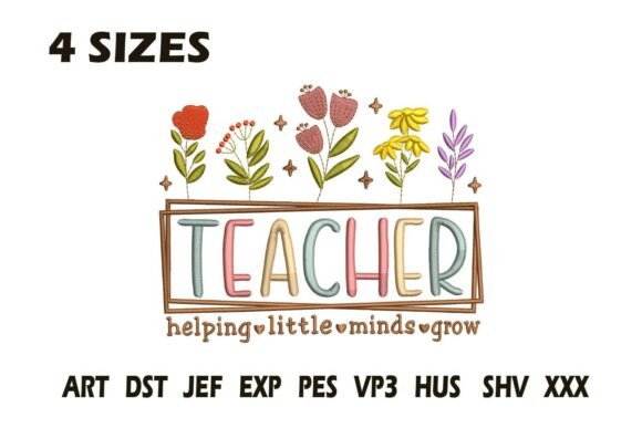 Teacher Floral Quote Embroidery File